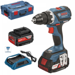 BOSCH GSR 18 V-EC WIRELESS Masina de gaurit si insurubat brushless, cu 2 acumulatori wireless Li-Ion, 4Ah, 60Nm + L-BOXX