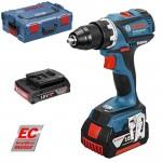 BOSCH GSR 18 V-EC Masina de gaurit si insurubat brushless, cu 2 acumulatori Li-Ion, 2Ah, 60Nm + L-BOXX