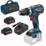 BOSCH GSB 18 V-EC (SOLO) Masina de gaurit cu percutie brushless, Li-Ion, 60Nm +  SET PRO-MIX - Incarcator GAL1880CV + 2 acu 18V, 5Ah + Geanta textil mediu