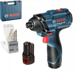 BOSCH GDR 120-LI Surubelnita cu impact cu 2 acumulatori Li-Ion, 1.5Ah, 100Nm + Set burghie metal + Valiza