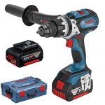 BOSCH GSB 18 VE-EC Masina de gaurit cu percutie brushless, cu 2 acumulatori Li-Ion, 5Ah, 75Nm + L-BOXX