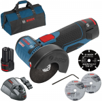 BOSCH GWS 12V-76 Polizor unghiular brushless cu 2 acumulatori Li-Ion, 2Ah + Geanta textil