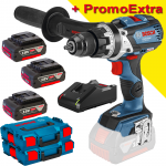 BOSCH GSB 18V-110 C Masina de gaurit cu percutie brushless Li-Ion, 110Nm + L-BOXX +  Set 3 acumulatori Li-Ion, 18V, 5Ah + Incarcator + L-BOXX 136