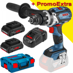 BOSCH GSB 18V-110 C Masina de gaurit cu percutie brushless Li-Ion, 110Nm + L-BOXX +  Set 2 acumulatori 4Ah ProCore + Incarcator