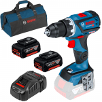 BOSCH GSR 18V-60 C Masina de gaurit si insurubat brushless, Li-Ion, 60Nm +  Set 2 acumulatori 5Ah CoolPack + Incarcator + Geanta textil mediu