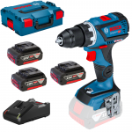 BOSCH GSR 18V-60 C Masina de gaurit si insurubat brushless, Li-Ion, 60Nm +  Set 3 acumulatori Li-Ion, 18V, 5Ah + Incarcator + L-BOXX 136