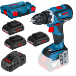 BOSCH GSR 18V-60 C Masina de gaurit si insurubat brushless, Li-Ion, 60Nm (Fara ambalajul original!) +  Set 3 acumulatori Li-Ion, 18V, 4Ah ProCore + Incarcator + L-BOXX 102