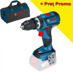 BOSCH GSB 18V-60 C (SOLO) Masina de gaurit cu percutie brushless, Li-Ion, 60Nm, fara acumulator in set + Geanta textil mediu Bosch Professional (lungime: 45 cm)