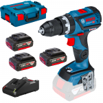 BOSCH GSB 18V-60 C (SOLO) Masina de gaurit cu percutie brushless, Li-Ion, 60Nm +  Set 3 acumulatori Li-Ion, 18V, 5Ah + Incarcator + L-BOXX 136