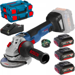 BOSCH GWS 18V-10 SC (SOLO) Polizor unghiular brushless, cu regulator, Li-Ion, diametru disc 150 + L-BOXX +  Set 3 acumulatori Li-Ion, 18V, 5Ah + Incarcator + L-BOXX 136