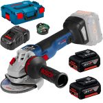 BOSCH GWS 18V-10 SC (SOLO) Polizor unghiular brushless, cu regulator, Li-Ion, diametru disc 150 + L-BOXX +  Set 2 acumulatori 5Ah CoolPack + Incarcator