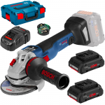 BOSCH GWS 18V-10 SC (SOLO) Polizor unghiular brushless, cu regulator, Li-Ion, diametru disc 150 + L-BOXX +  Set 2 acumulatori 4Ah ProCore + Incarcator