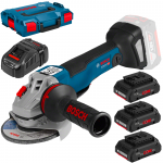 BOSCH GWS 18V-10 PC (SOLO) Polizor unghiular brushless, Li-Ion, diametru disc 125 +  Set 3 acumulatori Li-Ion, 18V, 4Ah ProCore + Incarcator + L-BOXX 102