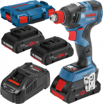 BOSCH GDX 18V-200 C Masina de insurubat cu impact brushless, Li-Ion, 200Nm + Set 3 acumulatori Li-Ion, 18V, 4Ah ProCore + Incarcator + L-BOXX 102