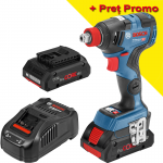 BOSCH GDX 18V-200 C Masina de insurubat cu impact brushless, Li-Ion, 200Nm + Set 2 acumulatori 4Ah ProCore + Incarcator