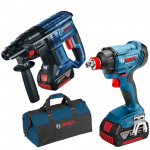 BOSCH GBH 180-LI Ciocan rotopercutor Li-Ion, 1.7J + 2 acumulatori Li-Ion, 4 Ah + GDX 180-LI (SOLO) Masina de insurubat cu impact, Li-Ion, 180Nm + Geanta textil