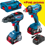 BOSCH GSR 18V-50 Masina de gaurit si insurubat brushless cu 2 acumulatori Li-Ion, 5Ah CoolPack, 50Nm, cu incarcator rapid de 8Ah GAL1880CV + GDX 180-LI Masina de insurubat cu impact, 180Nm + L-BOXX