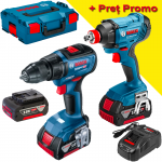 BOSCH GSR 18V-50 Masina de gaurit si insurubat brushless cu 3 acumulatori Li-Ion, 5Ah CoolPack, 50Nm, cu incarcator rapid de 8Ah GAL1880CV + GDX 180-LI Masina de insurubat cu impact, 180Nm + L-BOXX