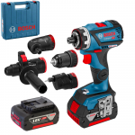 BOSCH GSR 18V-60 FC Masina de gaurit si insurubat brushless (cu 4 adaptoare), cu 2 acumulatori Li-Ion, 4Ah, 60Nm