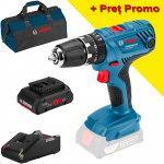 BOSCH GSB 18V-21 (SOLO) Masina de gaurit cu percutie Li-Ion, 55Nm +  Acumulator 4Ah ProCore + Incarcator + Geanta textil mediu