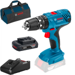 BOSCH GSB 18V-21 (SOLO) Masina de gaurit cu percutie Li-Ion, 55Nm +  1 acumulator 2Ah + Incarcator + Geanta textil mediu