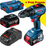 BOSCH GSR 18V-50 Masina de gaurit si insurubat brushless cu 2 acumulatori Li-Ion, 5Ah CoolPack, 50Nm, cu incarcator rapid de 8Ah GAL1880CV in L-BOXX