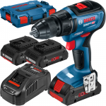 BOSCH GSR 18V-50 (SOLO) Masina de gaurit si insurubat brushless, Li-Ion, 50Nm +  Set 3 acumulatori Li-Ion, 18V, 4Ah ProCore + Incarcator rapid de 8Ah GAL1880CV + L-BOXX 102