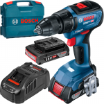 BOSCH GSR 18V-50 Masina de gaurit si insurubat brushless cu 2 acumulatori Li-Ion, 2Ah, 50Nm, cu incarcator rapid de 8Ah GAL1880CV + Valiza L-CASE