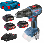 BOSCH GSB 18V-50 (SOLO) Masina de gaurit cu percutie brushless, Li-Ion, 50Nm +  Set 3 acumulatori Li-Ion, 18V, 5Ah + Incarcator + L-BOXX 136