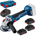 BOSCH GWS 18V-10 (SOLO) Polizor unghiular brushless, Li-Ion, diametru disc 125 +  Set 3 acumulatori Li-Ion, 18V, 4Ah ProCore + Incarcator + L-BOXX 102