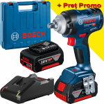 BOSCH GDS 18V-400 Surubelnita cu impact brushless, cu 2 acumulatori Li-Ion, 5Ah, 400Nm, prindere 1/2