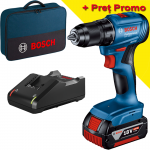 BOSCH GSR 185-LI Masina de gaurit si insurubat brushless cu 1 acumulator Li-Ion, 4Ah, 50Nm + Geanta textil