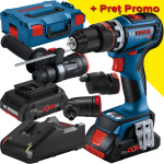 BOSCH GSR 18V-90 FC + GFA 18-M + GFA 18-W + GFA 18-E + G Masina de gaurit si insurubat brushless cu 2 acumulatori Li-Ion, 4Ah ProCore, 64Nm + 4 atasamente + L-BOXX