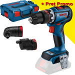 BOSCH GSR 18V-90 FC + GFA 18-M + GFA 18-W + GFA 18-E (SO Masina de gaurit si insurubat brushless, Li-Ion, 64Nm + 3 atasamente + L-BOXX, fara acumulator in set