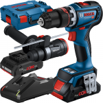 BOSCH GSR 18V-90 FC + GFA 18-M + GFA 18-H Masina de gaurit si insurubat brushless cu 2 acumulatori Li-Ion, 4Ah ProCore, 64Nm + 2 atasamente + L-BOXX