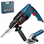 BOSCH GBH 2-26 DRE Ciocan rotopercutor SDS-plus 800 W, 2.7 J + GWS 7-115 E Polizor unghiular cu regulator