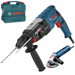 BOSCH GBH 2-28 Ciocan rotopercutor SDS-plus 880 W, 3.2 J + GWS 7-115 E Polizor unghiular cu regulator