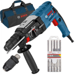 BOSCH GBH 2-28 F Ciocan rotopercutor SDS-plus 880 W, 3.2 J + Geanta textil mediu +  Set 5 burghie SDS-PLUS-5X, 6/6/8/8/10 mm