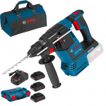 BOSCH GBH 18V-26 (SOLO) Ciocan rotopercutor brushless, Li-Ion, 2.6J + ProCORE 18V + GAL1880CV Acumulator Li-Ion, 18V, 4Ah (3 bucati) + Incarcator + L-BOXX 102 + Geanta textil mediu