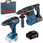 BOSCH GBH 18V-26 Ciocan rotopercutor brushless, cu 2 acumulatori Li-Ion, 6Ah, 2.6J + GSR 18V-50 Masina de gaurit si insurubat brushless, Li-Ion, 50Nm