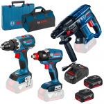 BOSCH KIT 3 scule 18 V (GBH 180-LI/GSR 18 V-EC/GDX 18 V-EC) cu 2 acumulatori Li-Ion, 5 Ah, in geanta de scule Bosch Professional