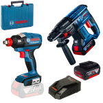 BOSCH GBH 180-LI Ciocan rotopercutor cu 2 acumulatori Li-Ion 4Ah, 1.7J + GDX 18 V-EC Masina de insurubat cu impact brushless, Li-Ion, 185Nm