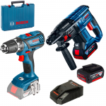 BOSCH GBH 180-LI Ciocan rotopercutor cu 2 acumulatori Li-Ion 4Ah, 1.7J + GSR 18-2-LI PLUS (SOLO) Masina de gaurit si insurubat, Li-Ion, 63Nm