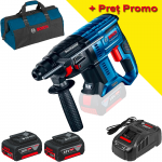 BOSCH GBH 180-LI (SOLO) Ciocan rotopercutor brushless Li-Ion, 2J +  SET PRO-MIX - Incarcator GAL1880CV + 2 acu 18V, 5Ah + Geanta textil mediu