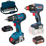 BOSCH GSR 18-2-LI Masina de gaurit si insurubat cu 2 acumulatori Li-Ion, 1.5Ah + 1 acumulator 4Ah, 38Nm + Geanta textil + GDX 18 V-EC (SOLO) Masina de insurubat cu impact brushless, Li-Ion, 185Nm