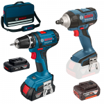 BOSCH GSR 18-2-LI Masina de gaurit si insurubat cu 2 acumulatori Li-Ion, 1.5Ah + 1 acumulator 4Ah, 38Nm + Geanta textil + GDS 18 V-EC 250 (SOLO) Surubelnita cu impact brushless, Li-Ion, 250 Nm