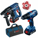 BOSCH GBH 180-LI Ciocan rotopercutor Li-Ion, 1.7J + 2 acumulatori Li-Ion, 4 Ah + Geanta textil + GSR 180-LI (SOLO) Masina de gaurit si insurubat Li-Ion, 54Nm + Minge ADIDAS Predator Glider