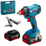 BOSCH GDX 180-LI Masina de insurubat cu impact, cu 2 acumulatori Li-Ion, 3Ah, 180Nm + Swiss Peak multitool