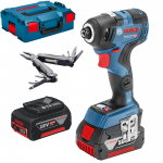 BOSCH GDR 18V-200 C Surubelnita cu impact brushless, cu 2 acumulatori Li-Ion, 5Ah, 200Nm + Swiss Peak multitool + L-Boxx