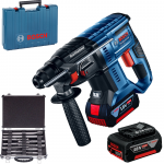 BOSCH GBH 180-LI Ciocan rotopercutor cu 2 acumulatori Li-Ion 4Ah, 1.7J +  Set mixt 11 accesorii SDS-PLUS